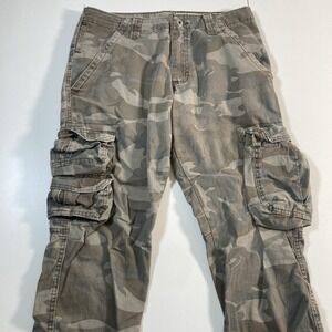 Wrangler Cargo Camo Pants 30x28 Green Regular Taper Stretch Casual Outdoor